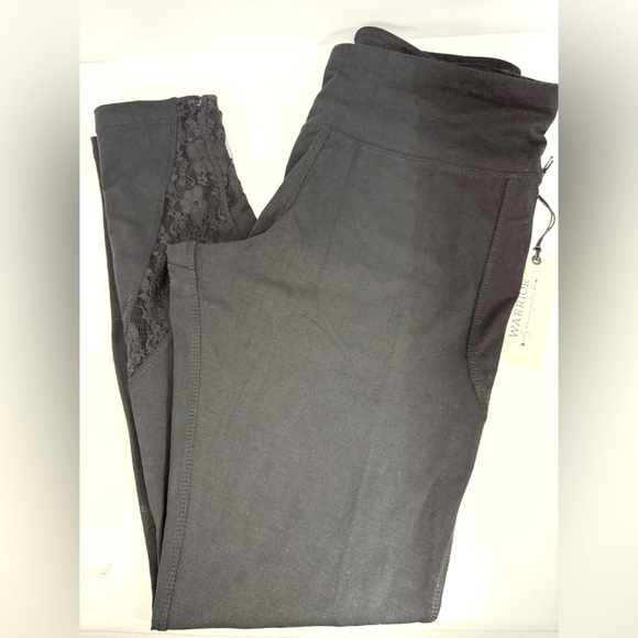 NWT - Warrior by Danica Patrick Black Women's Yoga Pants with Lace Detail - Picture 4 of 8